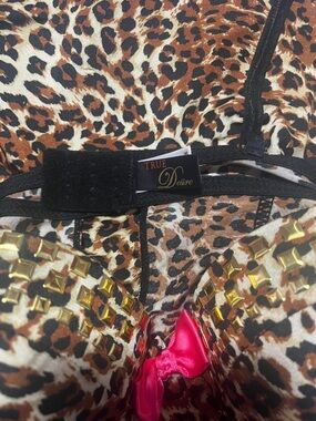 Leopard Print Studded Bra with Pink Accent